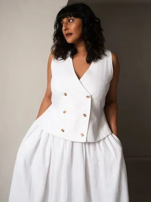 Amal Linen Vest White