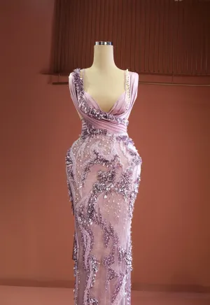 Anneda - Sequined Scoop Neck Dress