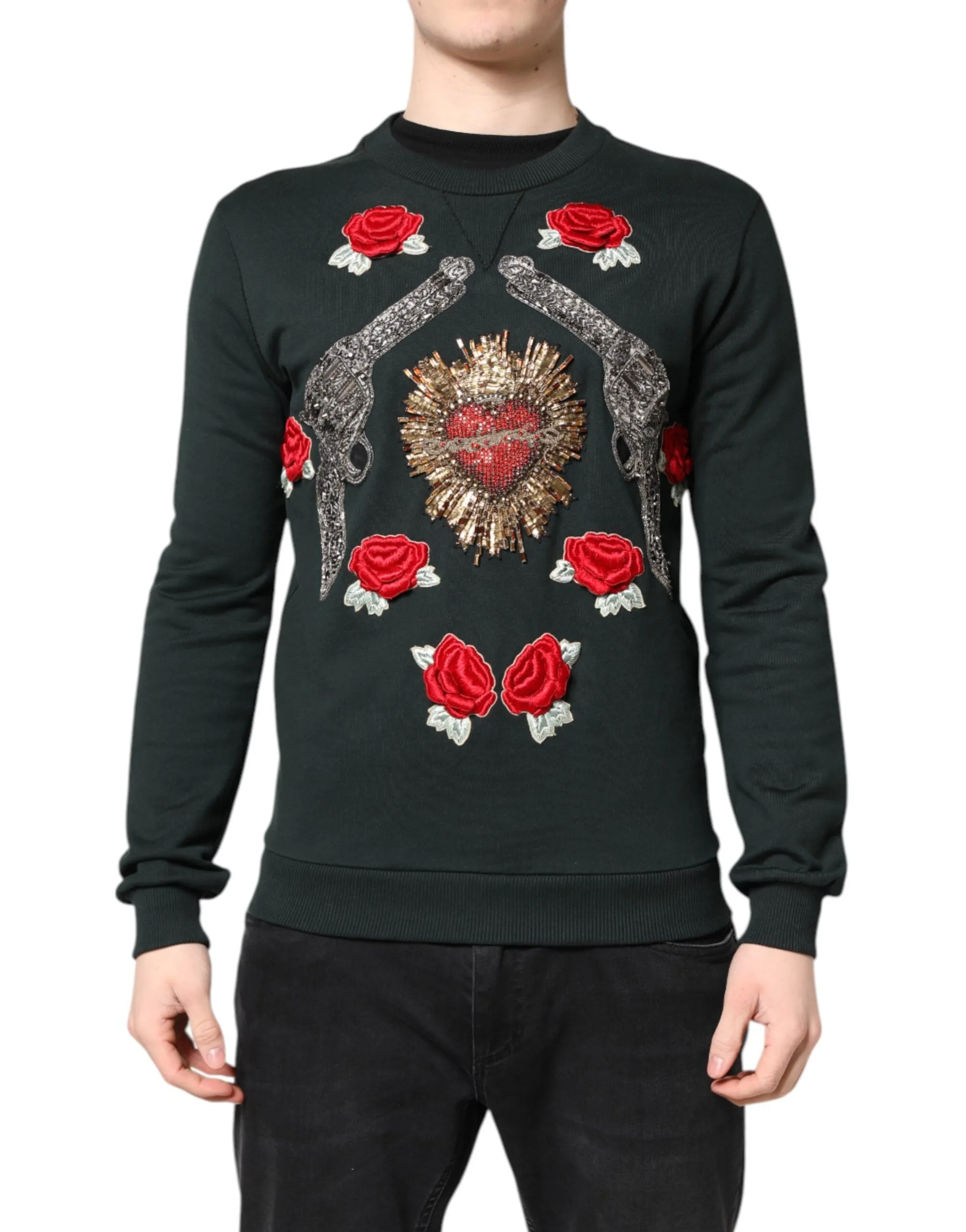 Black Sequined Embellished Pullover Sweater