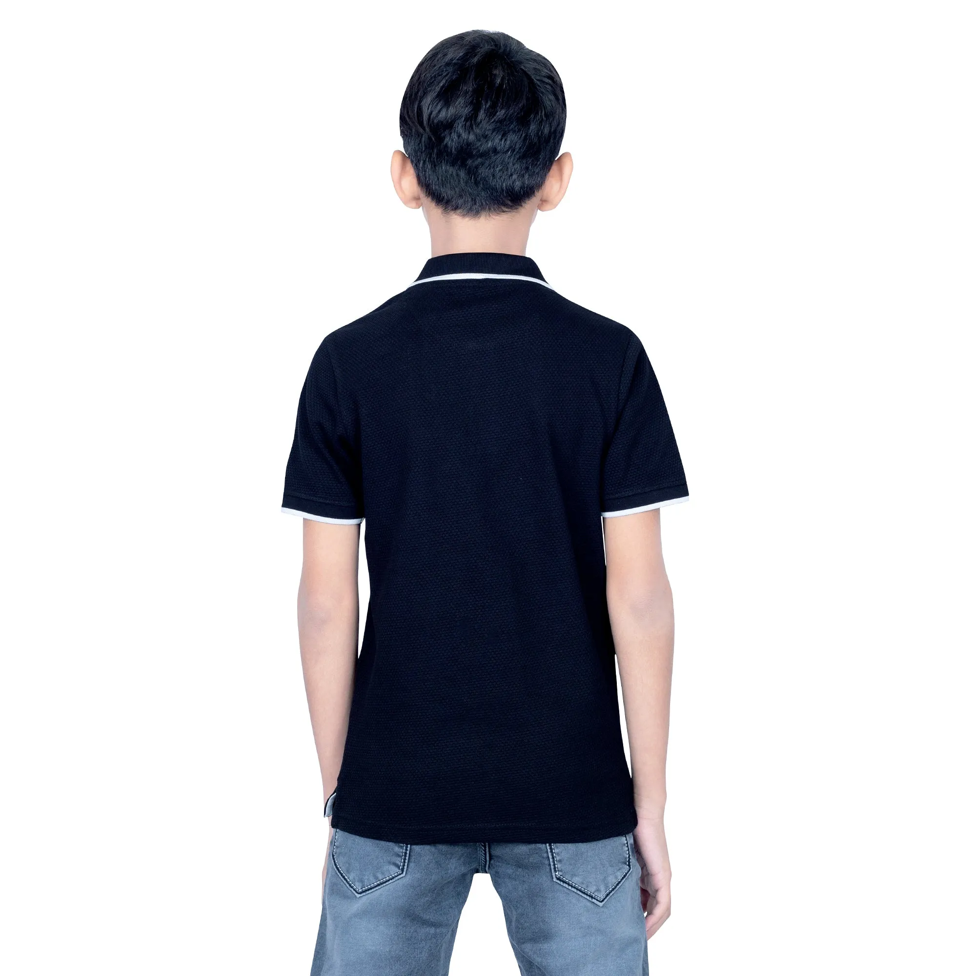 Boys Black Comfort Cotton Polo T-Shirt