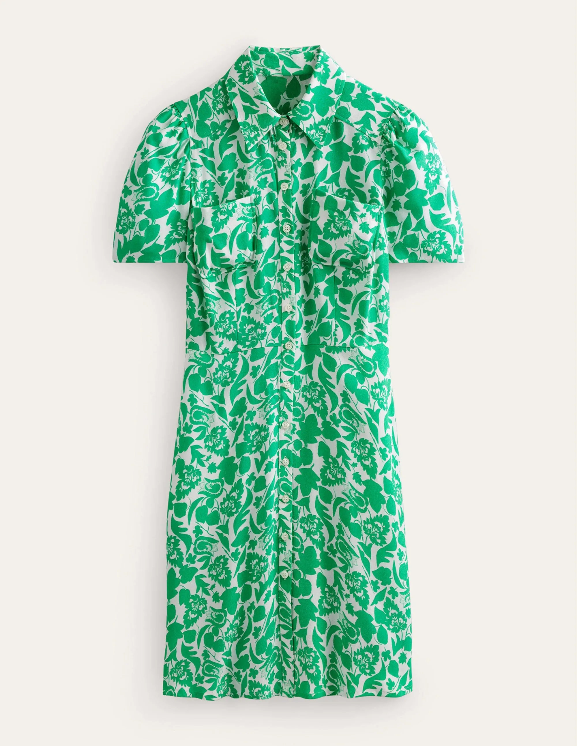 Clara Shirt Dress-Green, Tulip Bloom