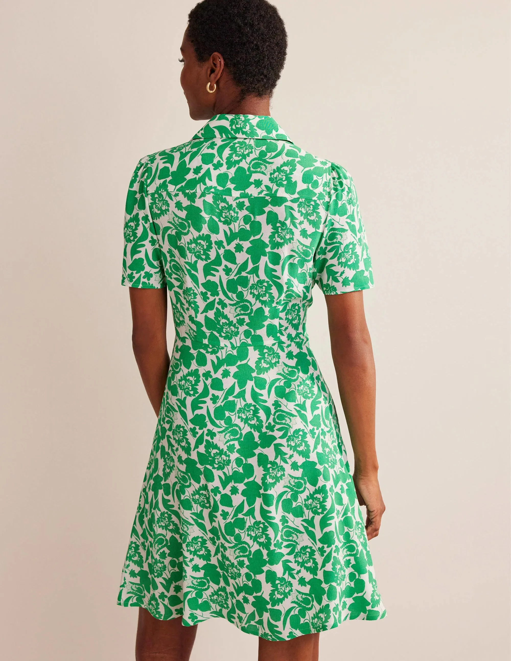 Clara Shirt Dress-Green, Tulip Bloom