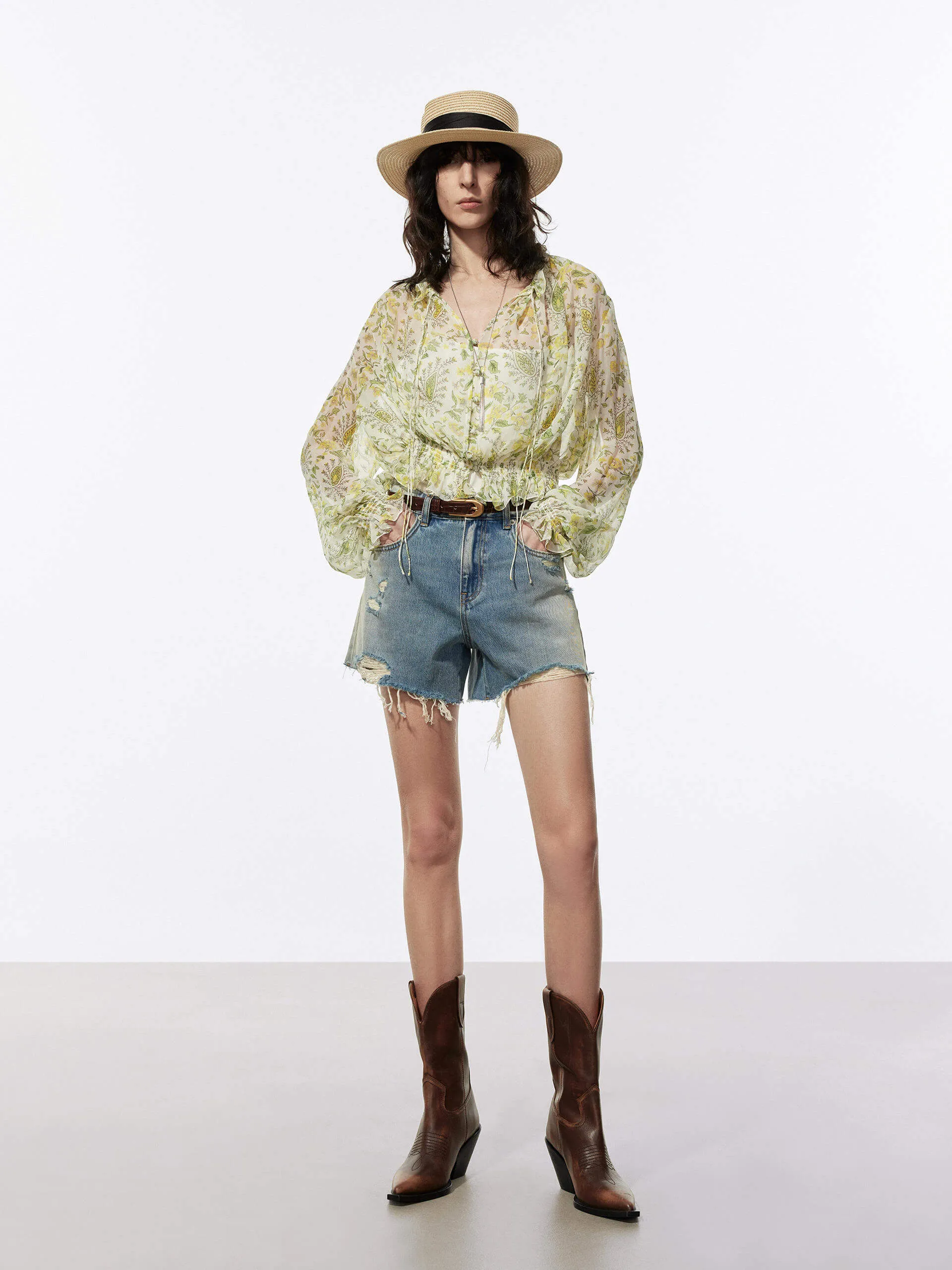 Distressed Denim Shorts