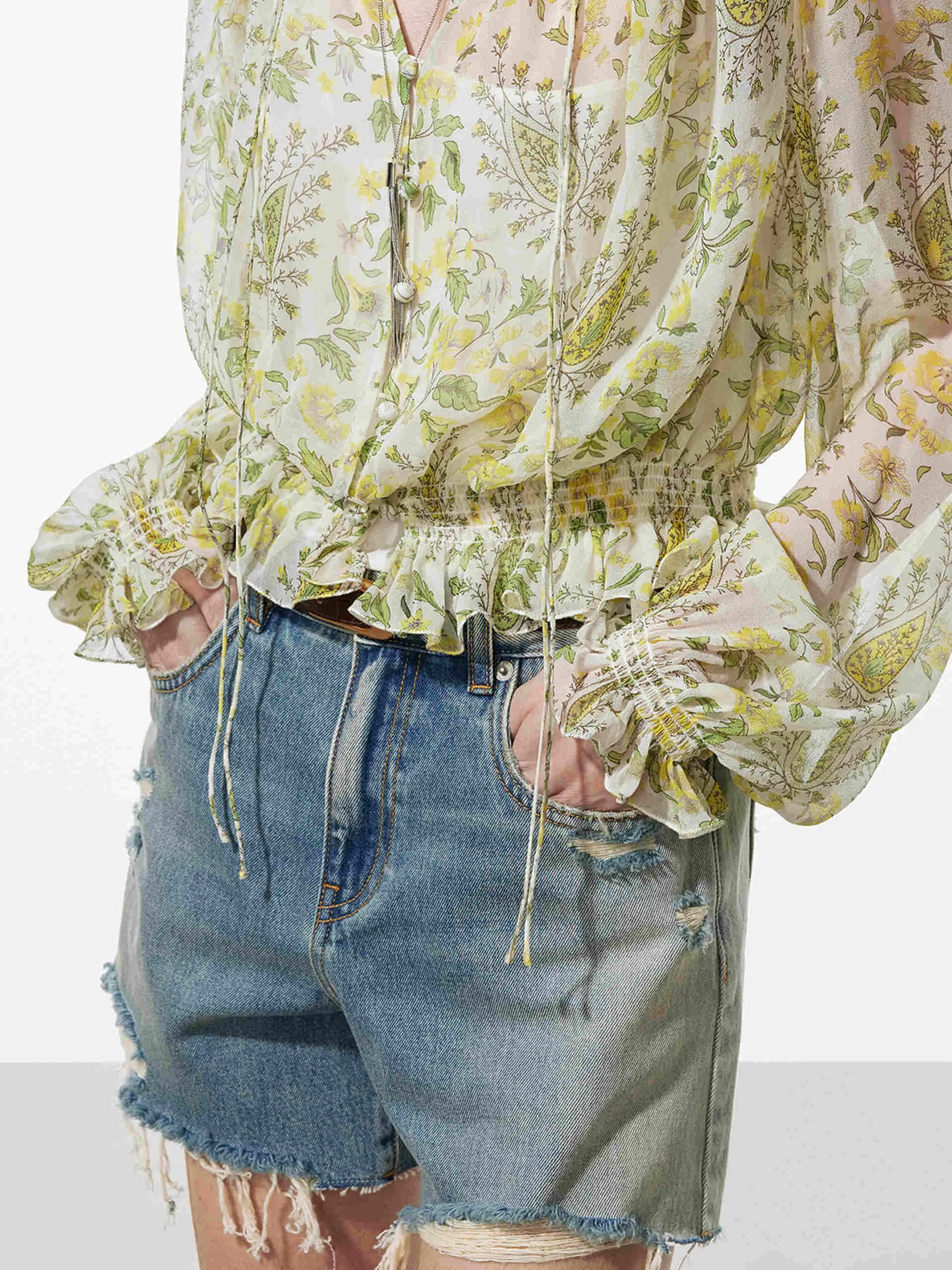 Distressed Denim Shorts
