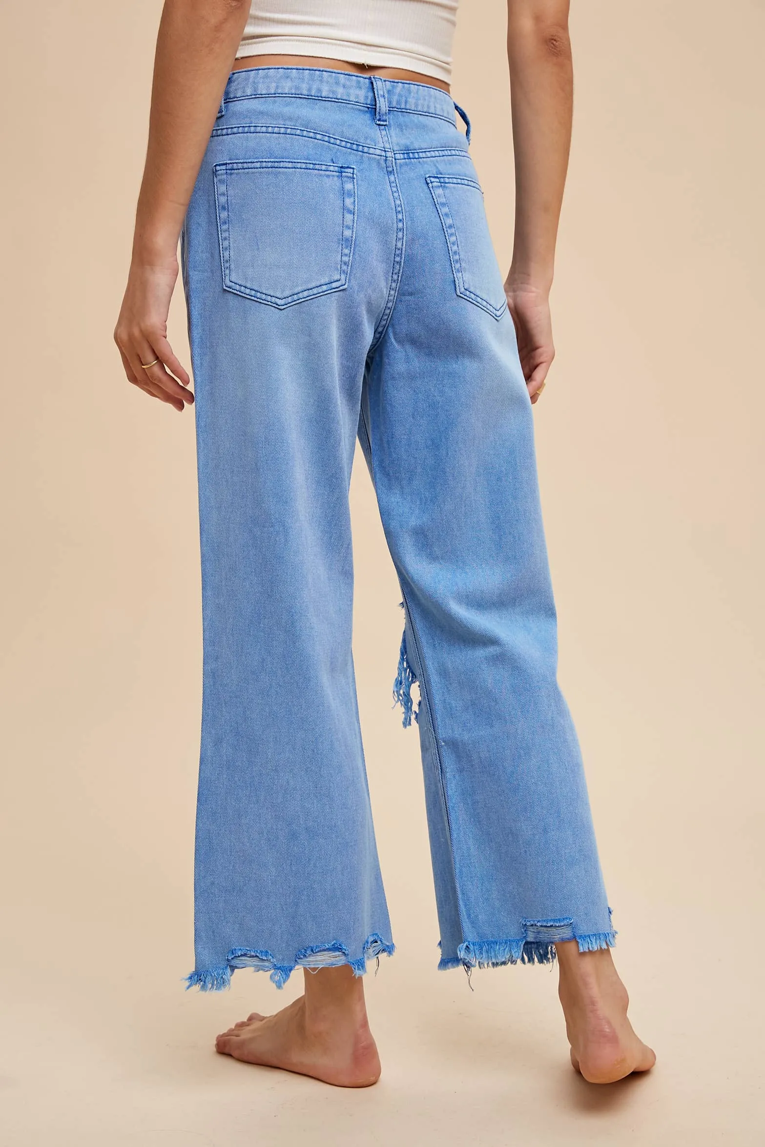 DISTRESSED LIGHT WEIGHT DENIM STRAIGHT JEAN _ AP0033: XL / OLIVE