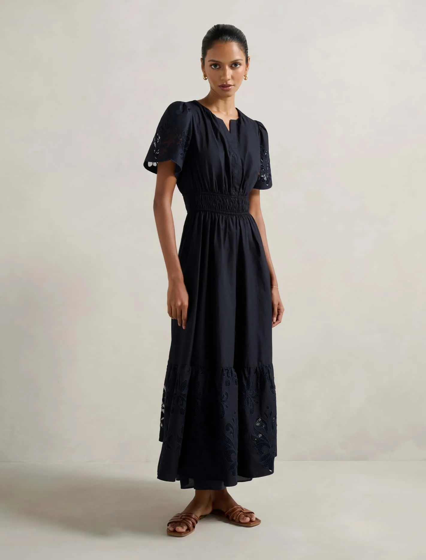 Eleanor Petite Cutwork Midi Dress