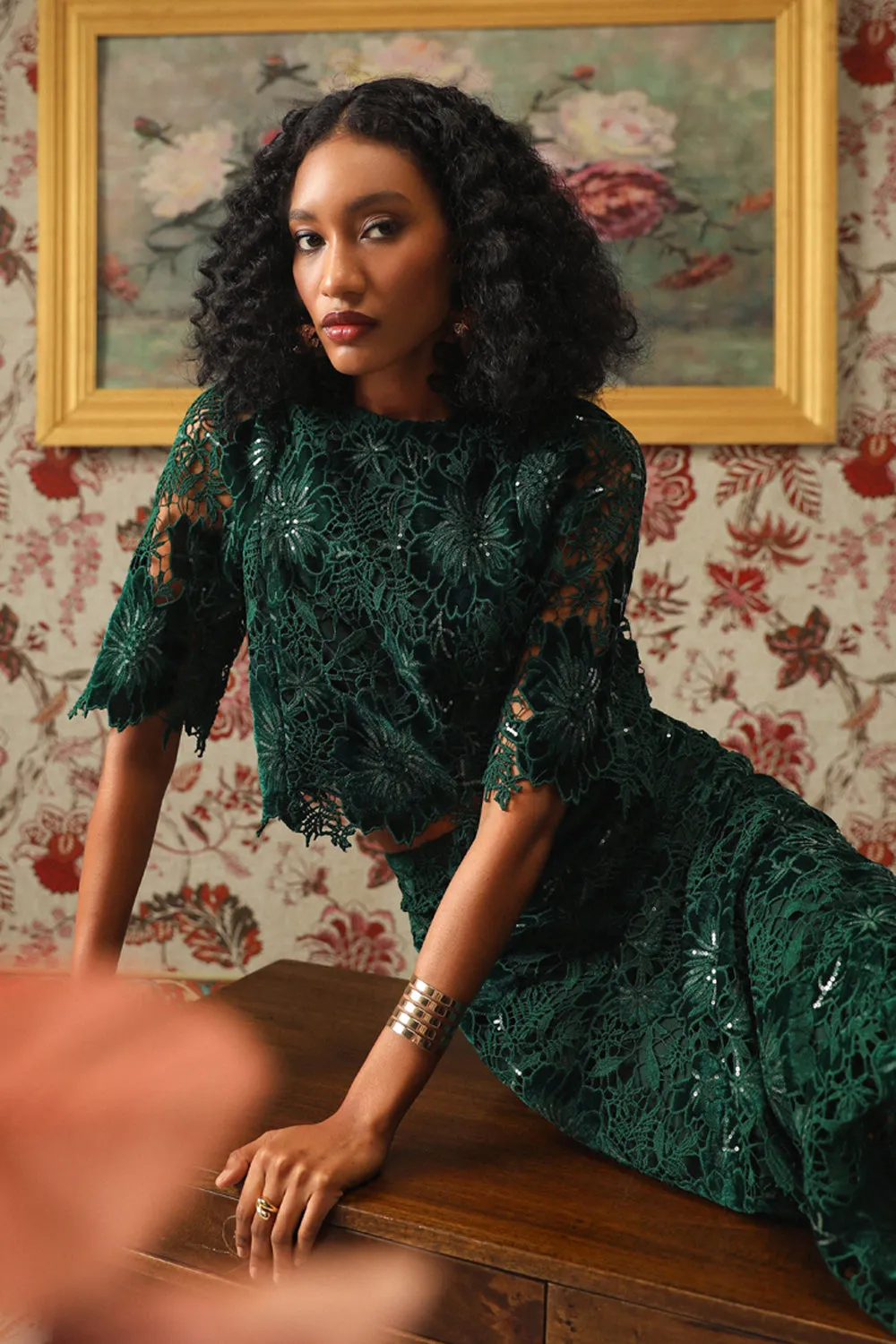Glimmering Cutwork Applique Blouse