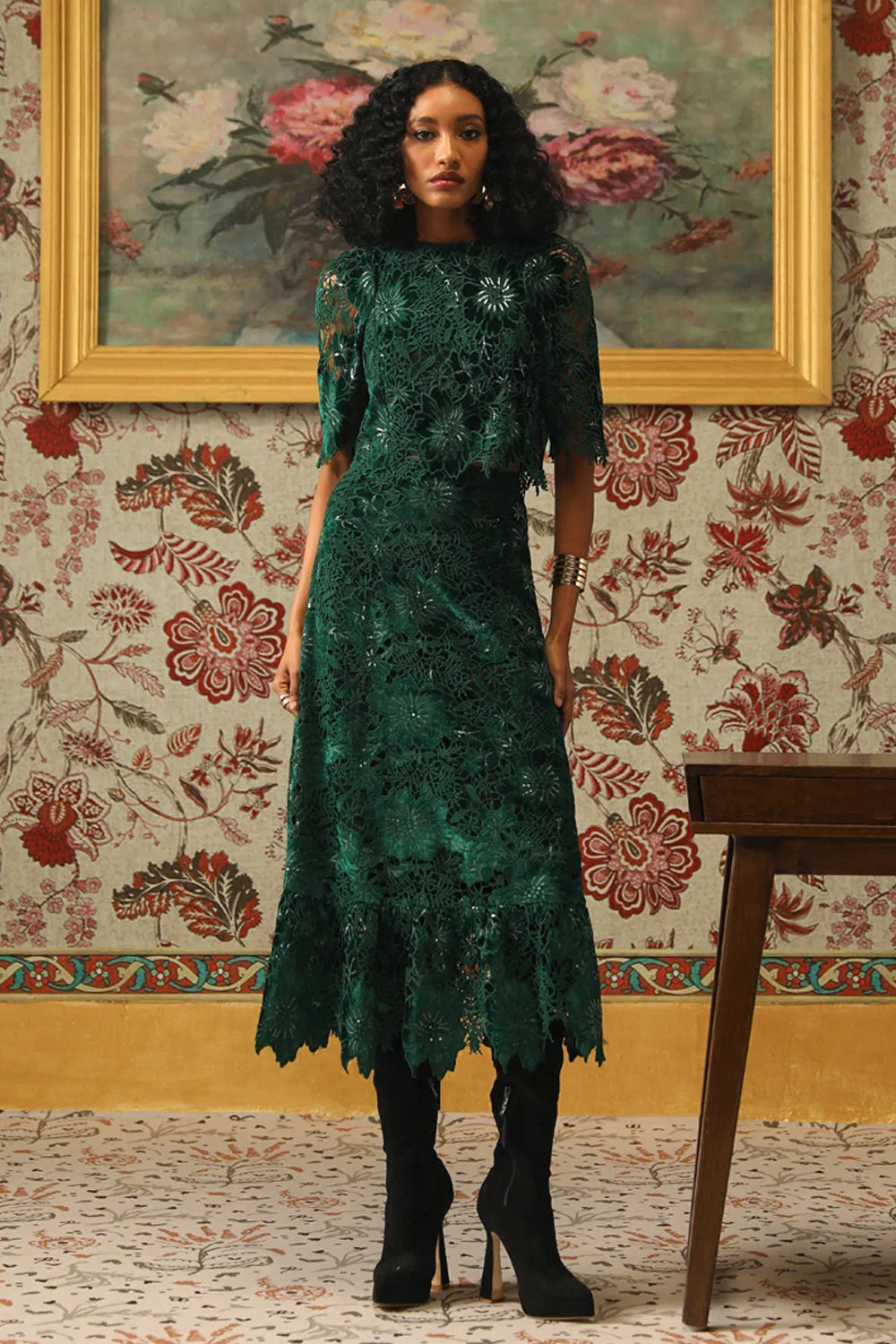 Glimmering Cutwork Applique Blouse