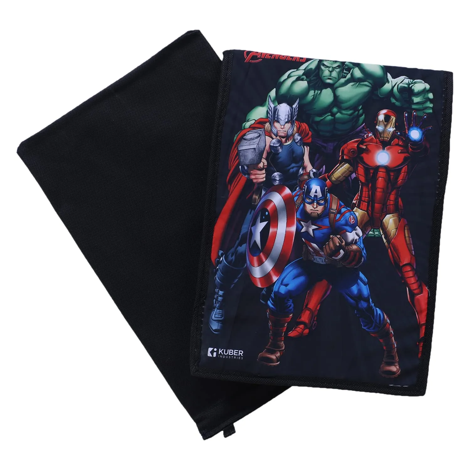 Heart Home Marvel Avengers Shirt Stacker|Foldable Shirt Stacker for Cloth|Non-Woven Wardrobe Organizer for Home With Lid|Pack of 3 (Black)