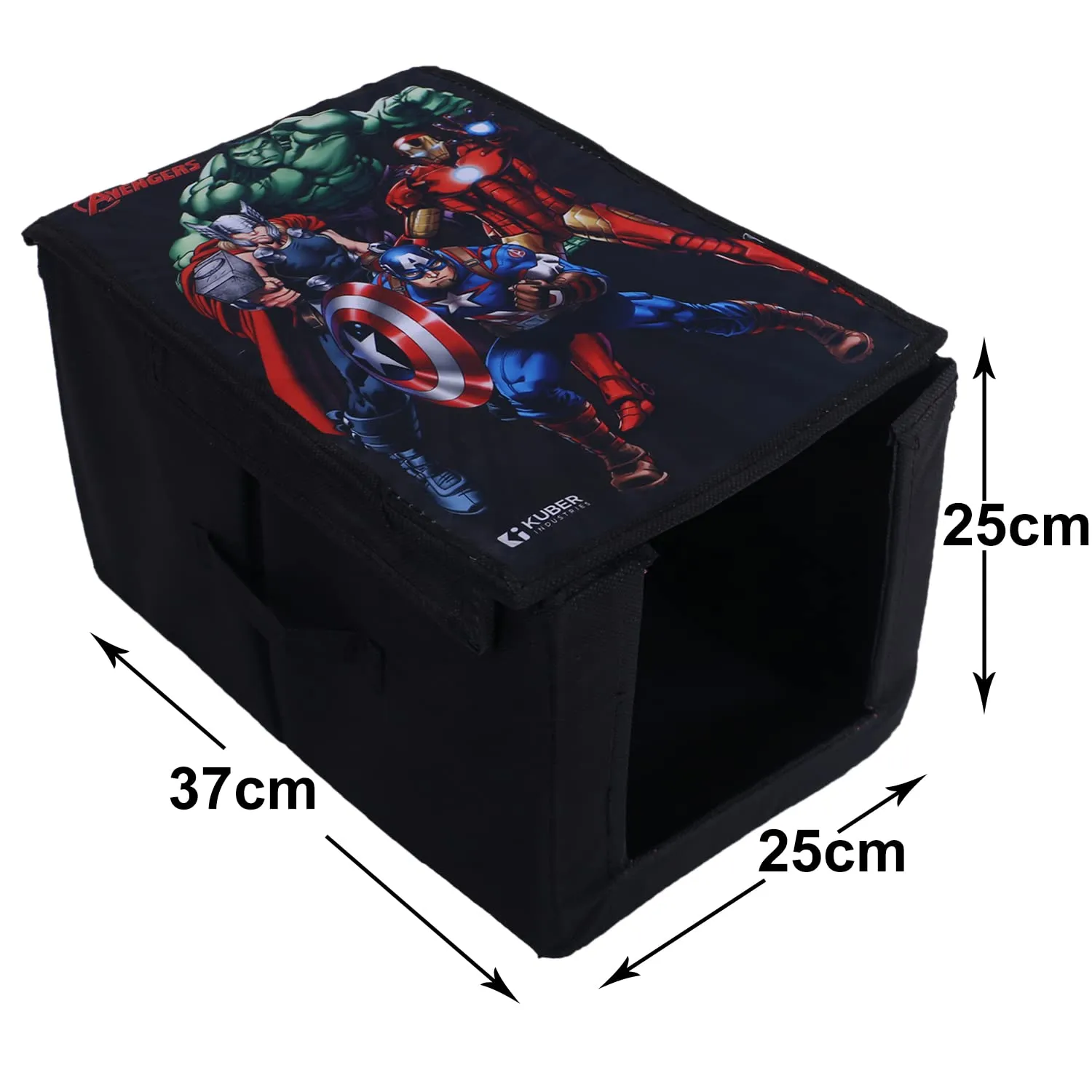 Heart Home Marvel Avengers Shirt Stacker|Foldable Shirt Stacker for Cloth|Non-Woven Wardrobe Organizer for Home With Lid|Pack of 3 (Black)