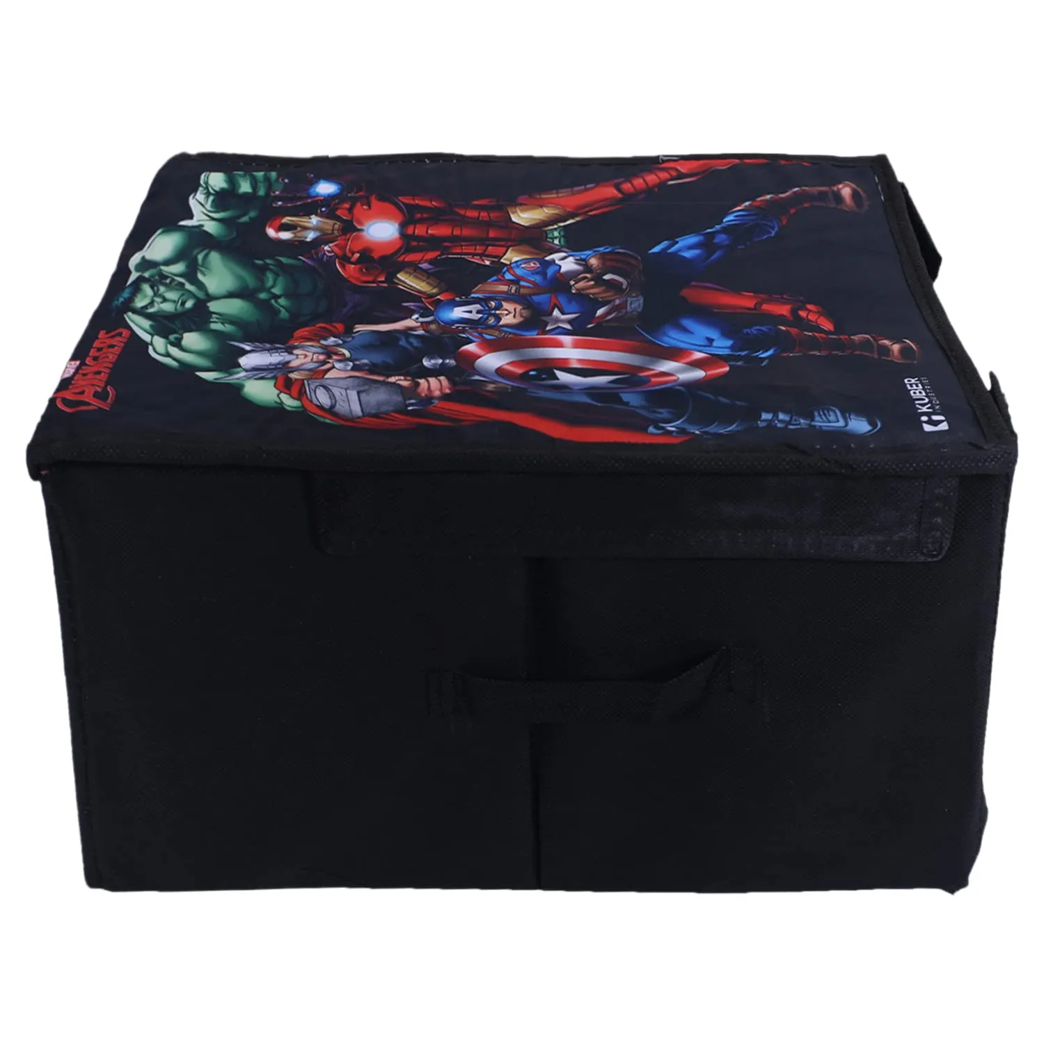 Heart Home Marvel Avengers Shirt Stacker|Foldable Shirt Stacker for Cloth|Non-Woven Wardrobe Organizer for Home With Lid|Pack of 3 (Black)