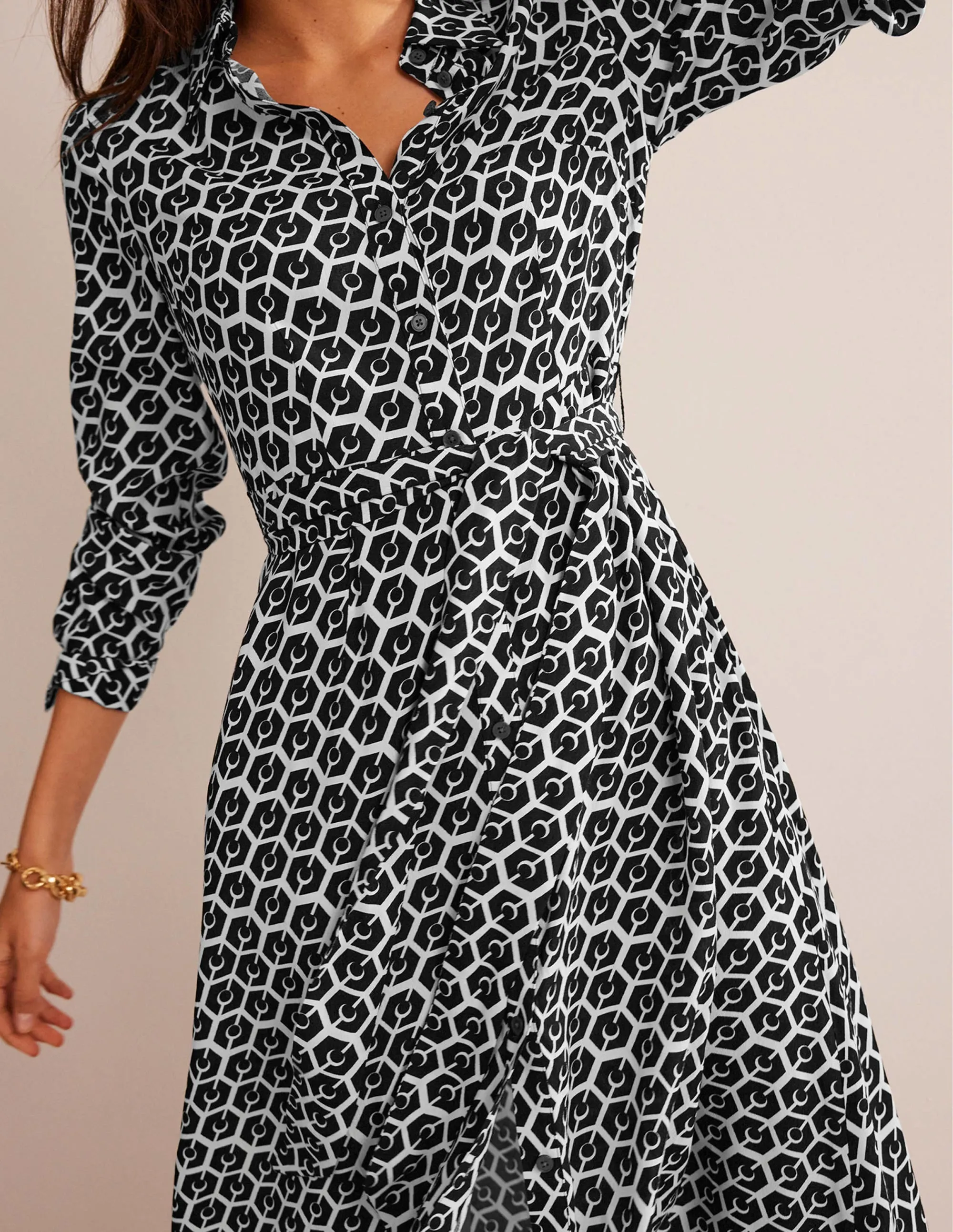 Kate Midi Shirt Dress-Black, Reverie
