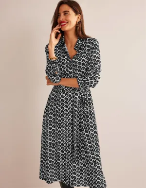Kate Midi Shirt Dress-Black, Reverie