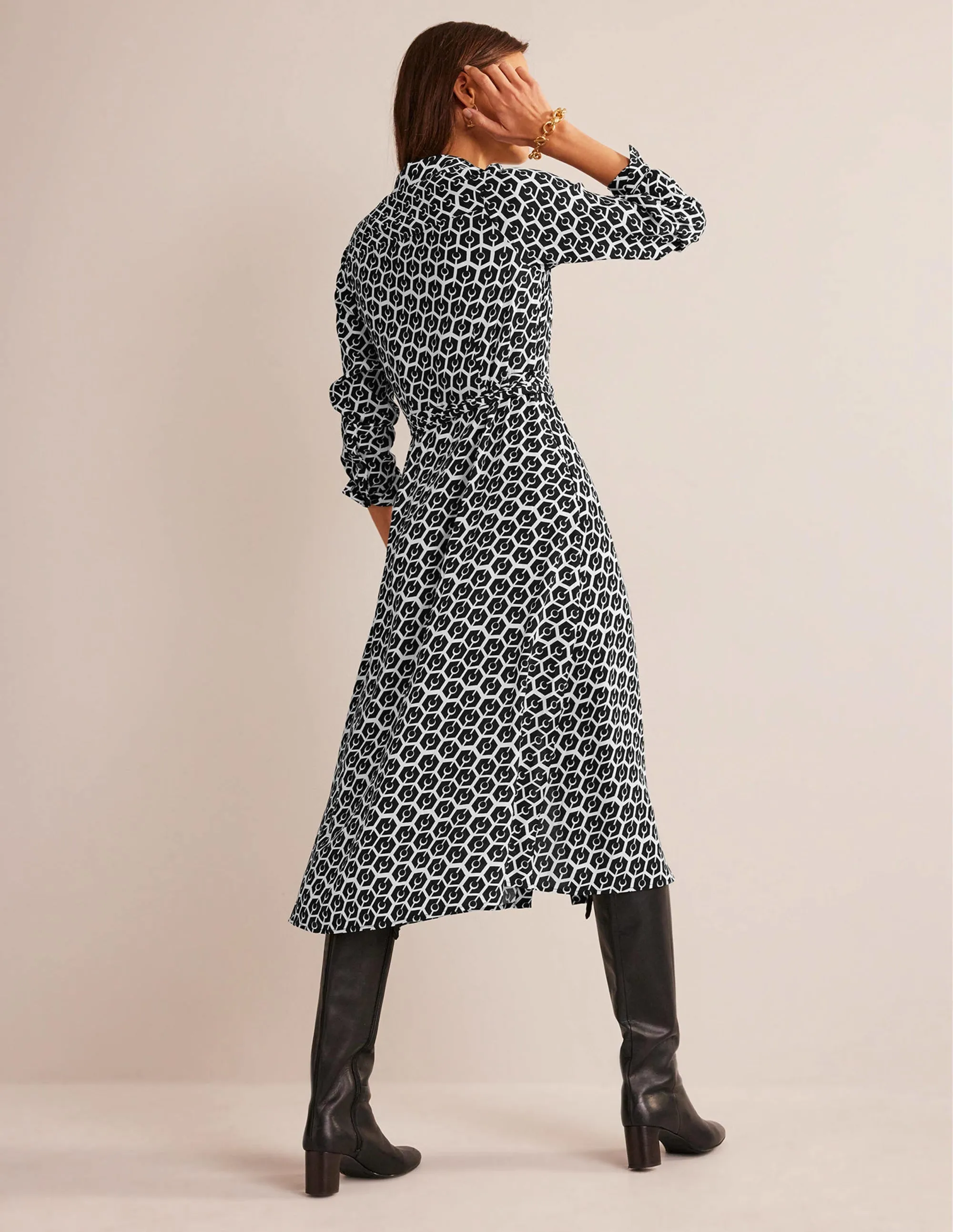 Kate Midi Shirt Dress-Black, Reverie