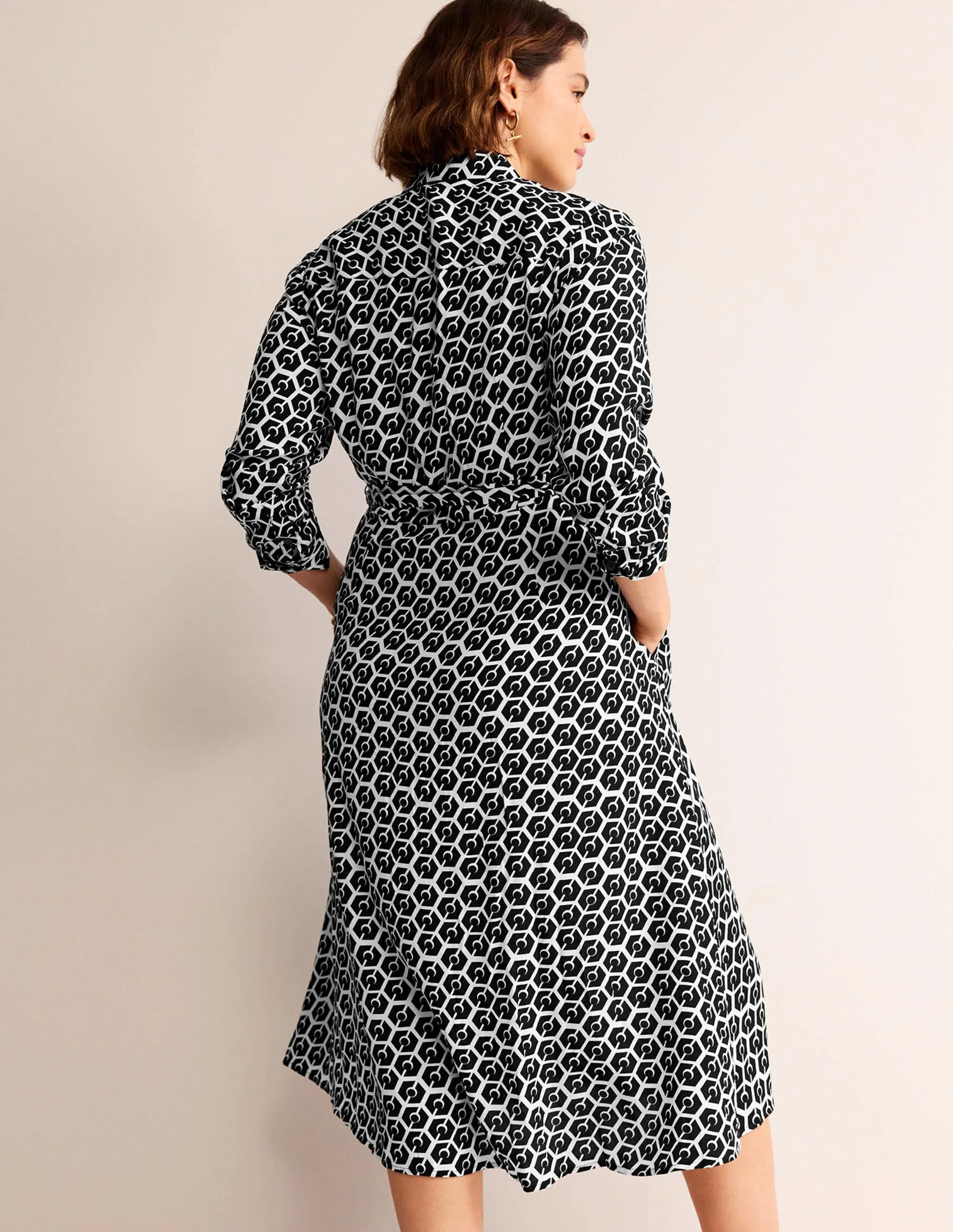 Kate Midi Shirt Dress-Black, Reverie