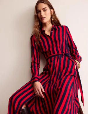 Kate Midi Shirt Dress-Brilliant Red, Brilliant Navy