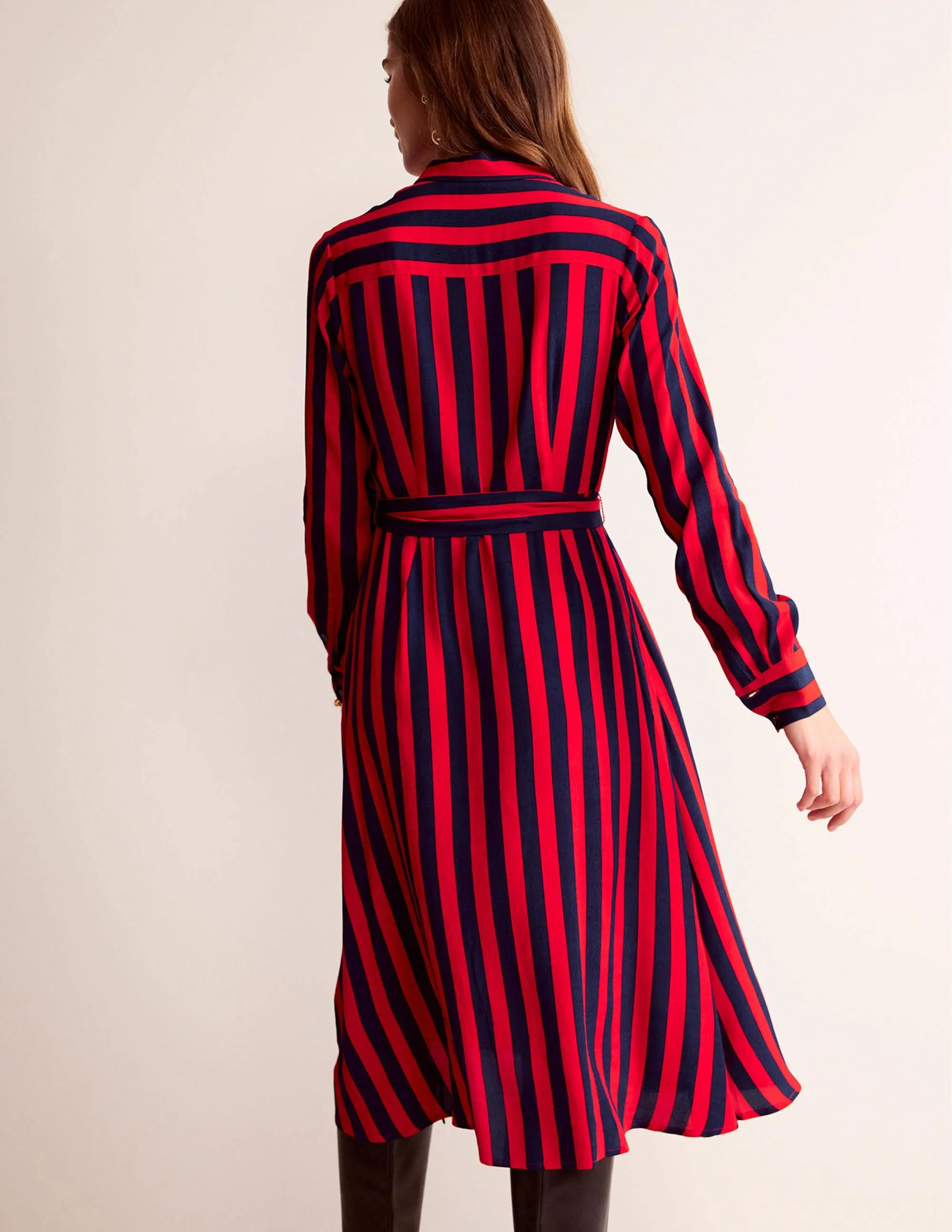 Kate Midi Shirt Dress-Brilliant Red, Brilliant Navy