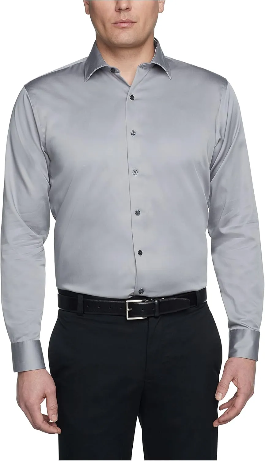 Kenneth Cole Men's Dress Shirt Regular Fit Stretch Collar Non Iron Solid