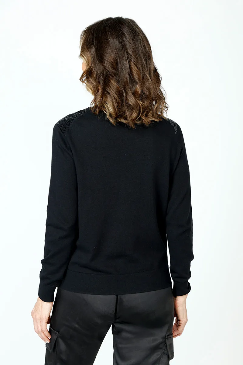 Lolo Luxe Embellished Shoulder Crew