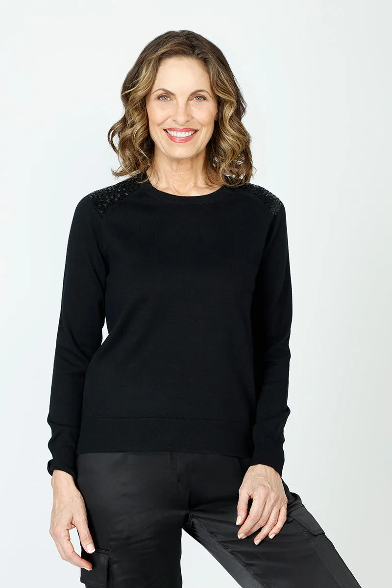 Lolo Luxe Embellished Shoulder Crew