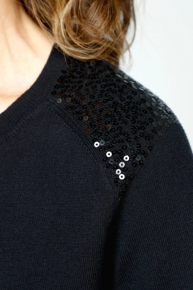 Lolo Luxe Embellished Shoulder Crew