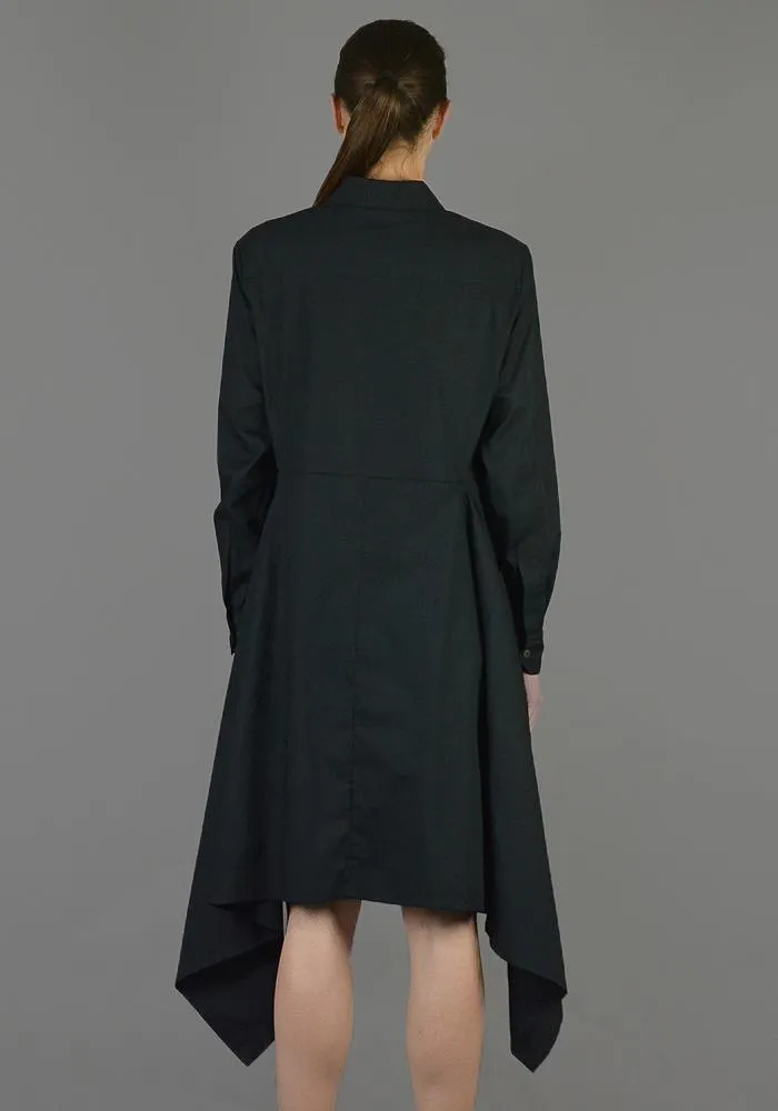 LUTZ HUELLE LU1010 BACK DRAPE LONG SHIRT BLACK