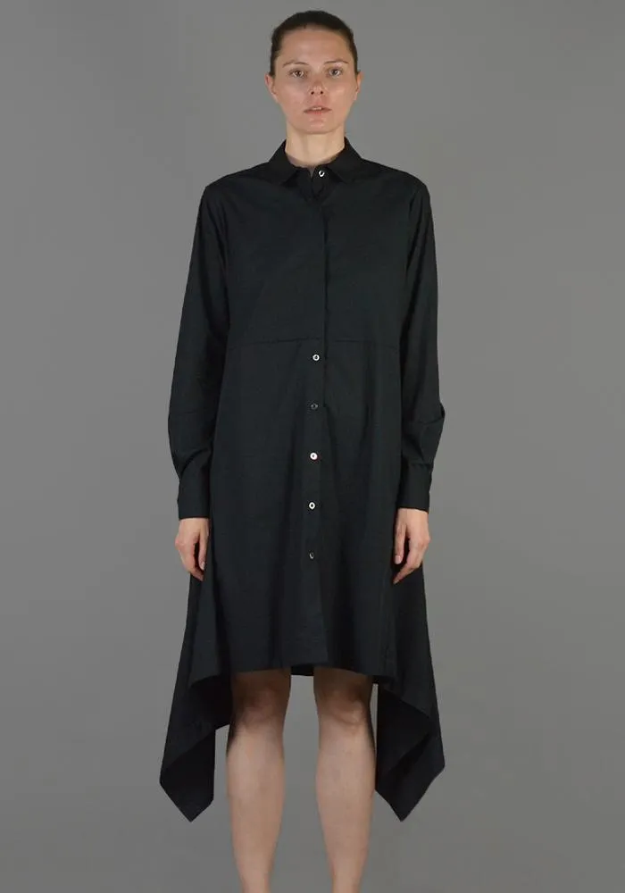 LUTZ HUELLE LU1010 BACK DRAPE LONG SHIRT BLACK