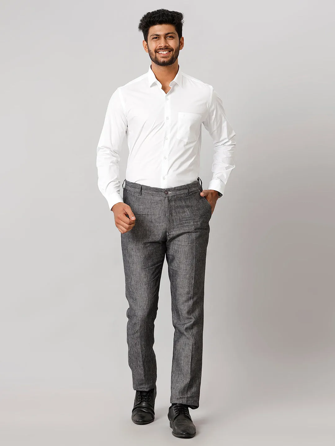 Men Cotton Spandex 2 Way Stretch Shirt White