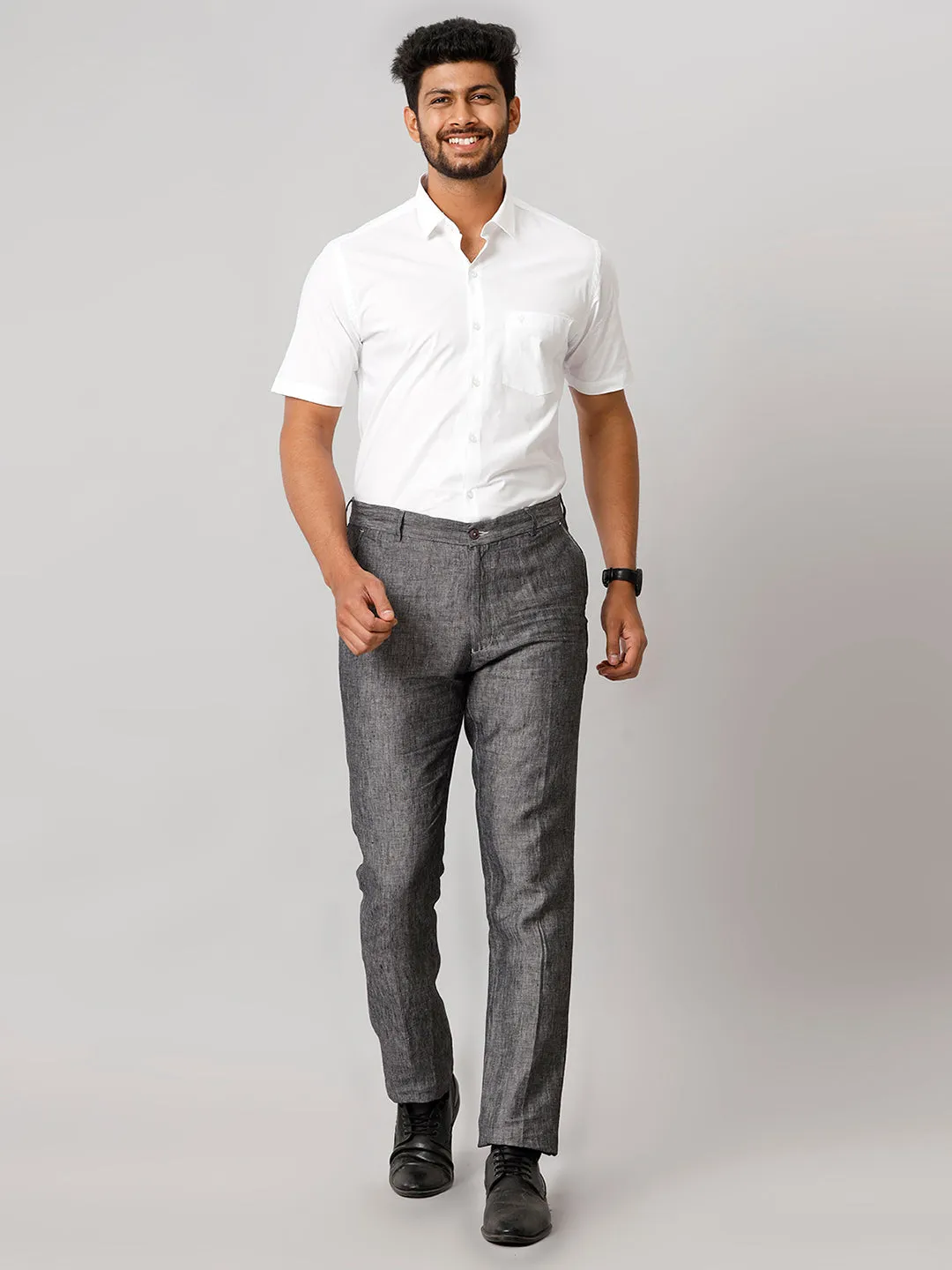 Men Cotton Spandex 2 Way Stretch Shirt White
