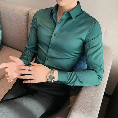Plus Size S-7XL High Quality Men Dress Shirt 2021 Autumn Long