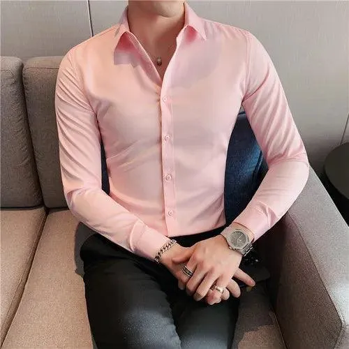 Plus Size S-7XL High Quality Men Dress Shirt 2021 Autumn Long