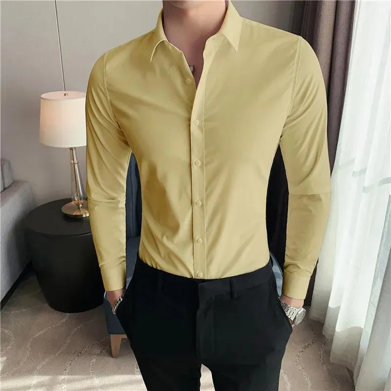 Plus Size S-7XL High Quality Men Dress Shirt 2021 Autumn Long
