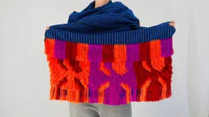 Purepecha Shawl. Fancy Frineg Work. Rebozo