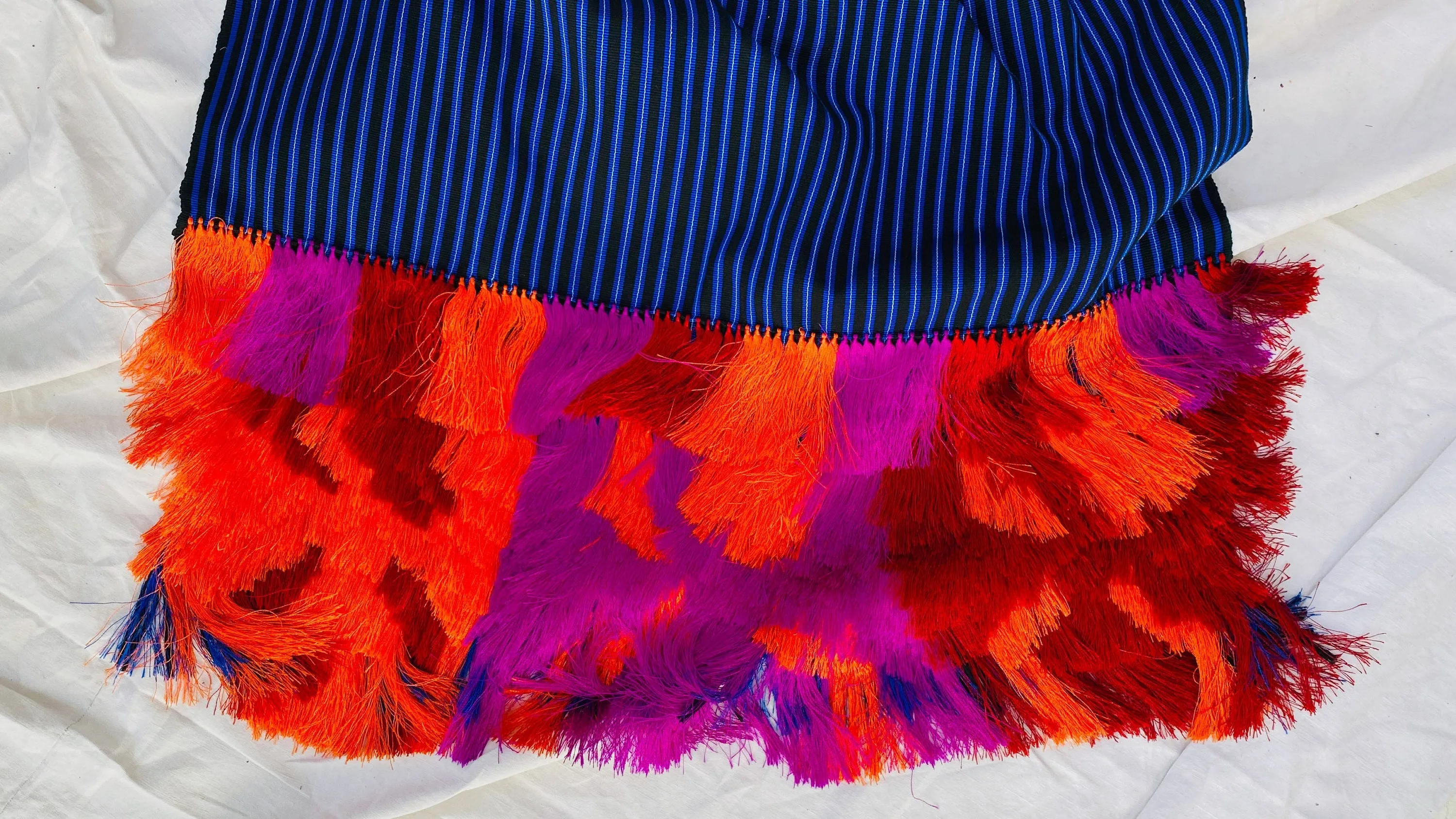 Purepecha Shawl. Fancy Frineg Work. Rebozo