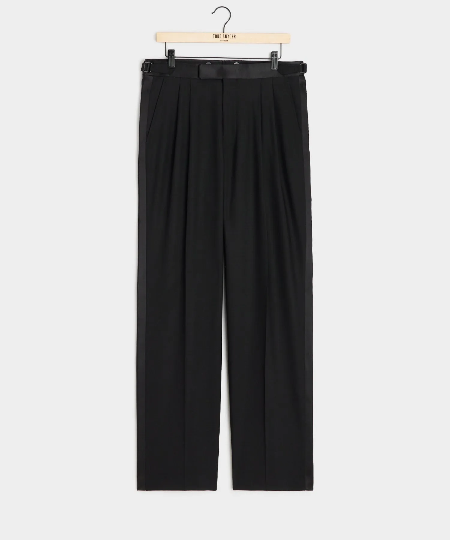 Relaxed Italian Wool Double-Breasted Tuxedo in Black