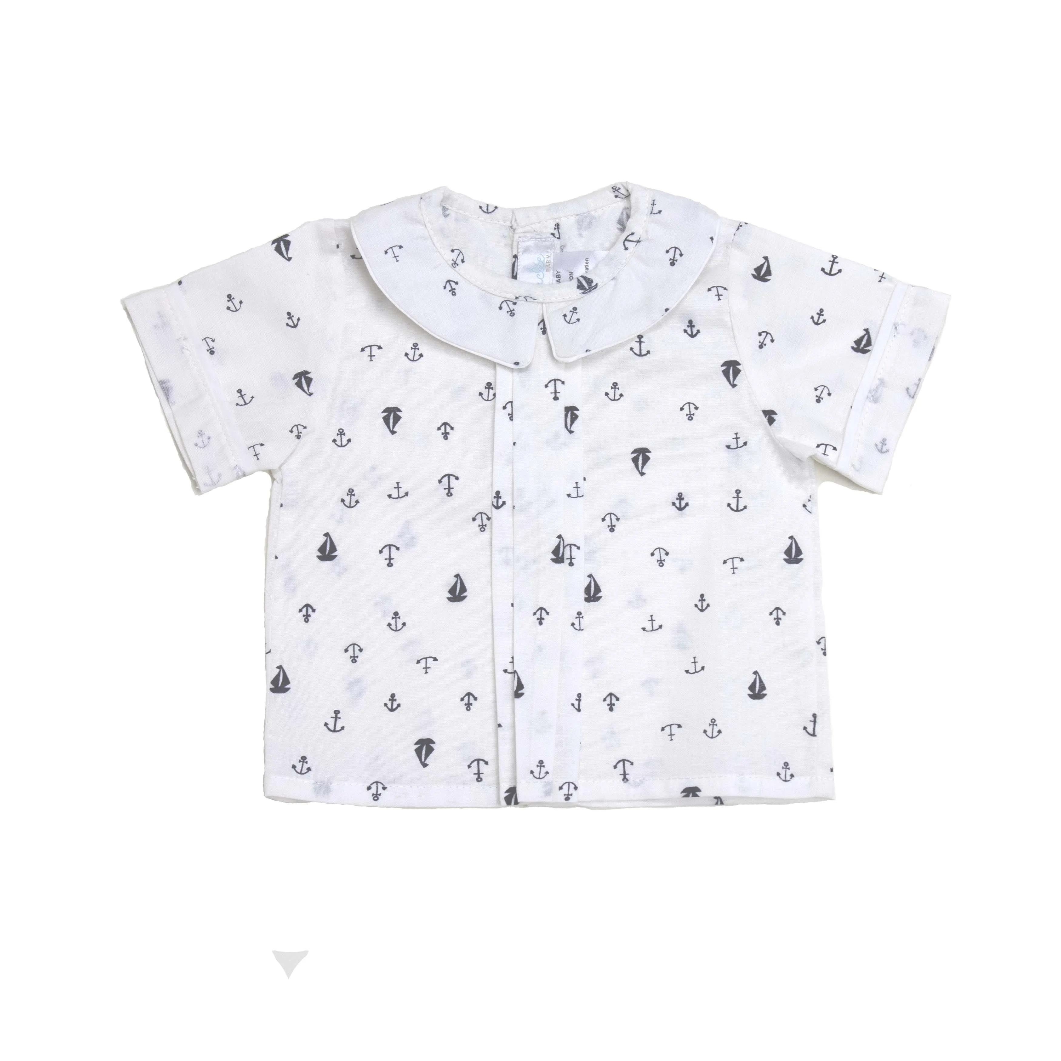 Sailboats Batiste Pointed Collar Shirt