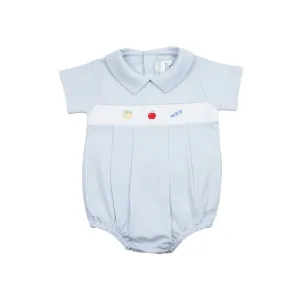 School Days Pointed Collar Bubble Romper, Lt.Blue