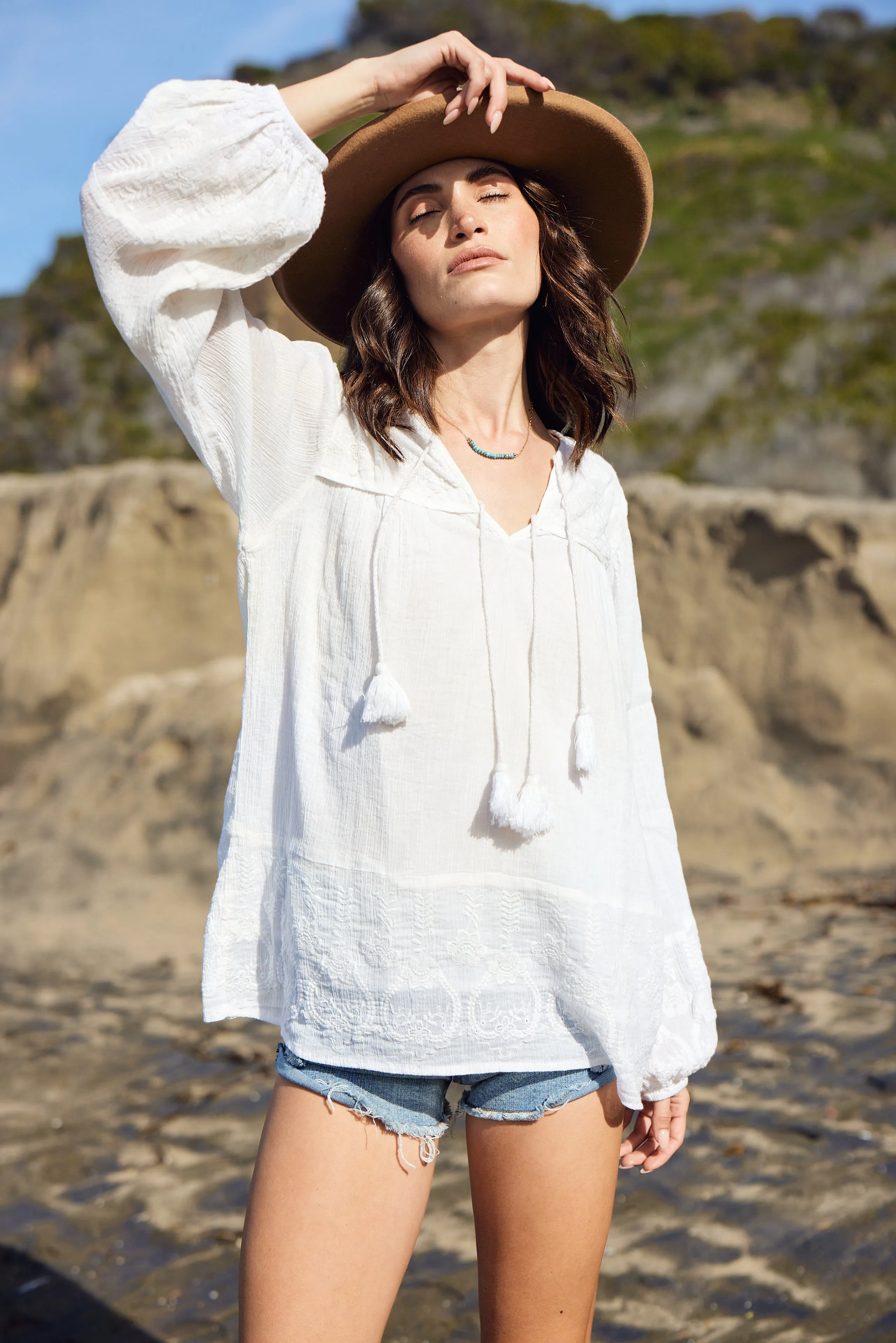 Serenity Embroidered Blouse Natural