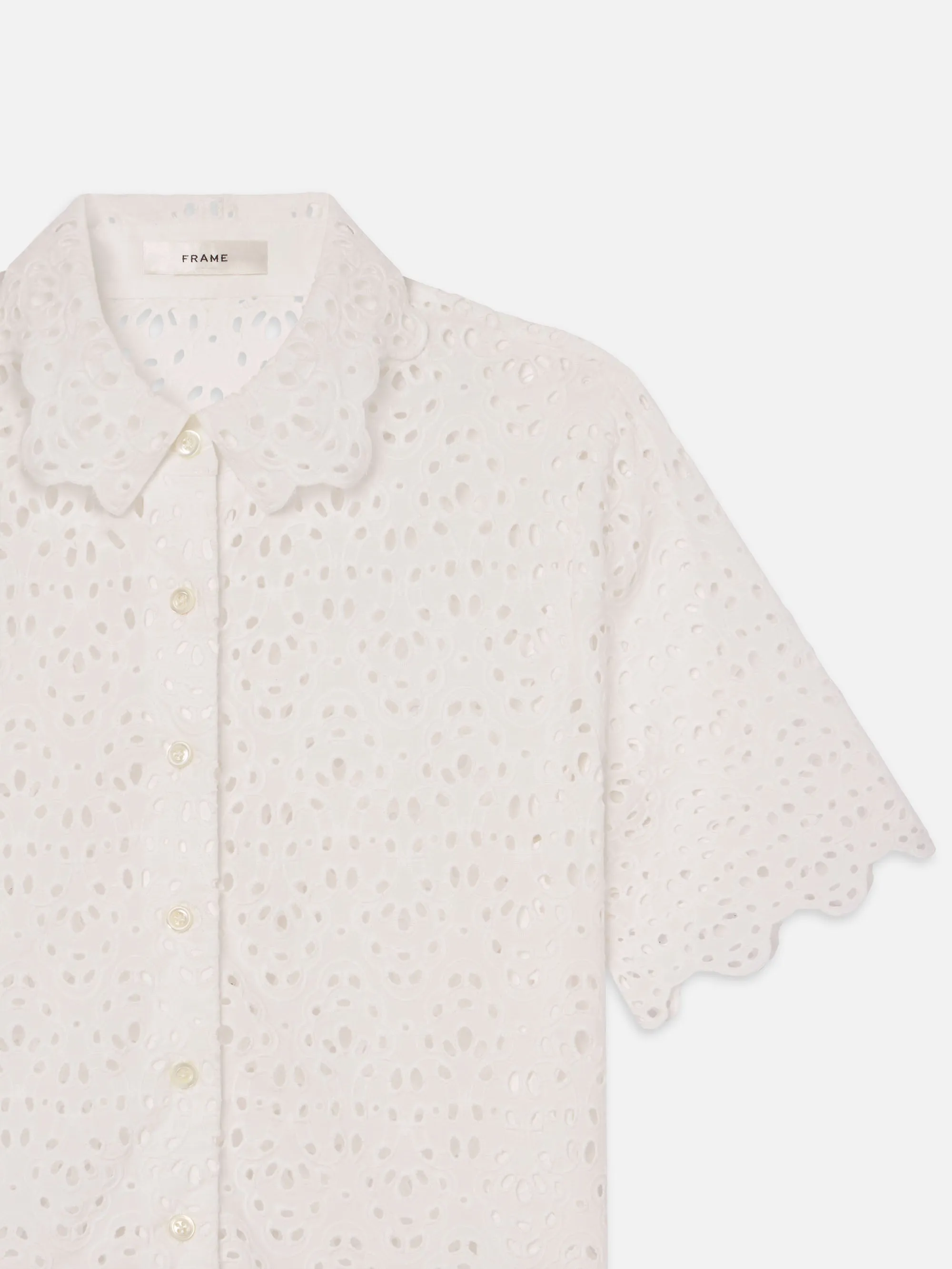 The Deco Eyelet Top -- White