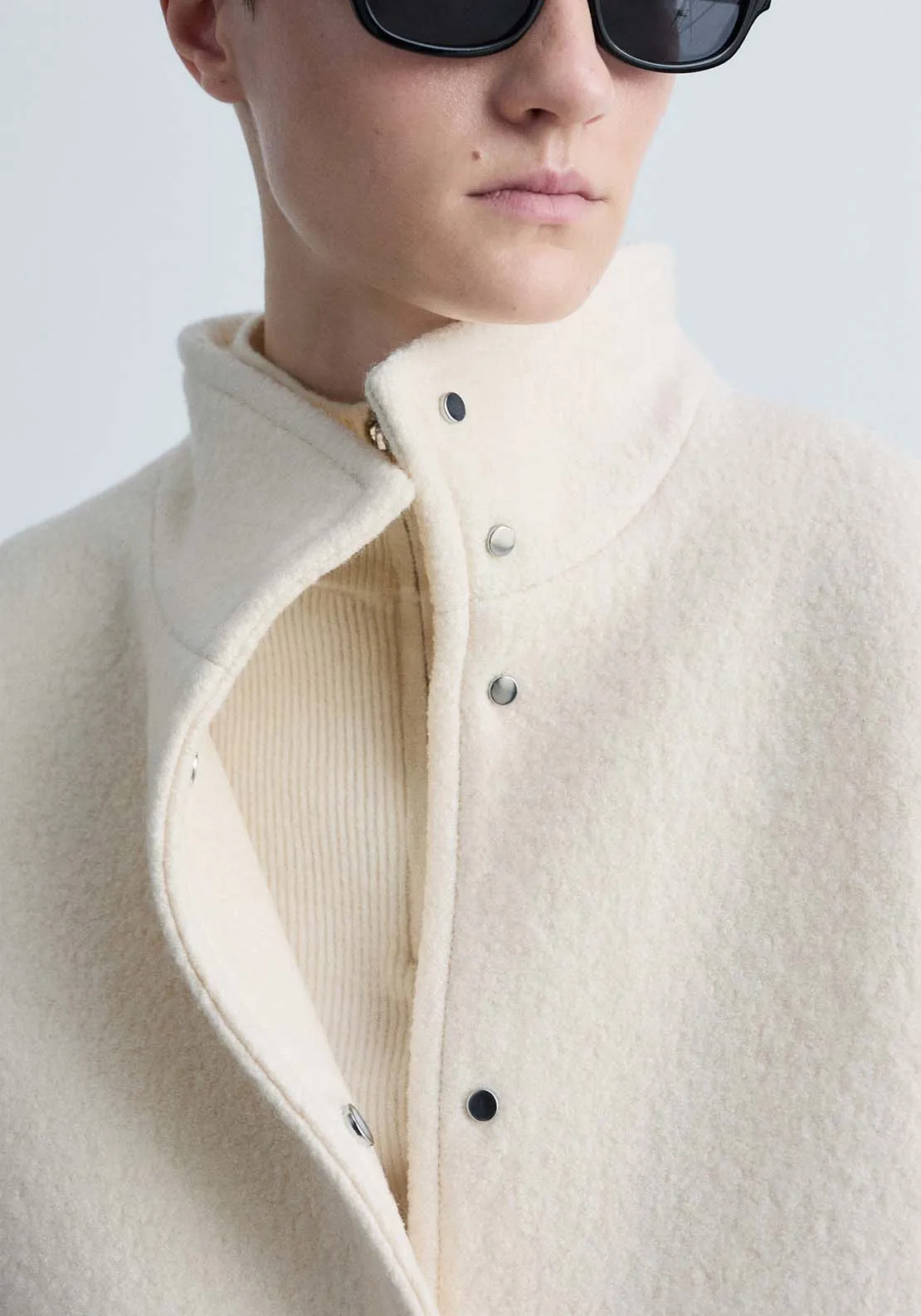 Turtleneck wool jacket - Light Beige