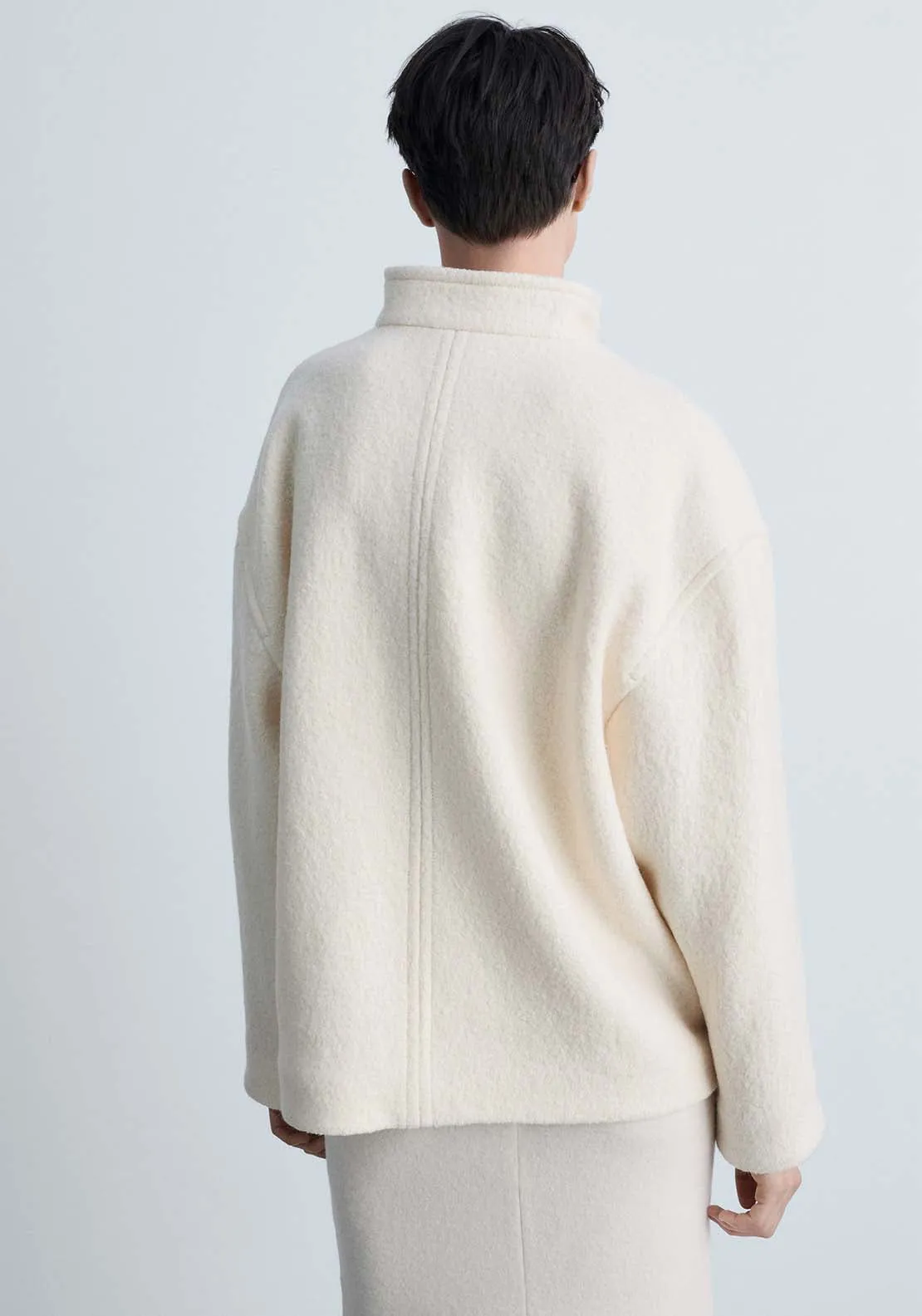 Turtleneck wool jacket - Light Beige