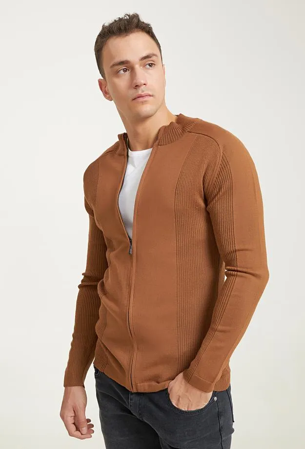 TWN Slim Fit Cinnamon Triko Cardigan