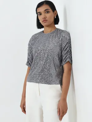 Wardrobe Silver Sequined Top