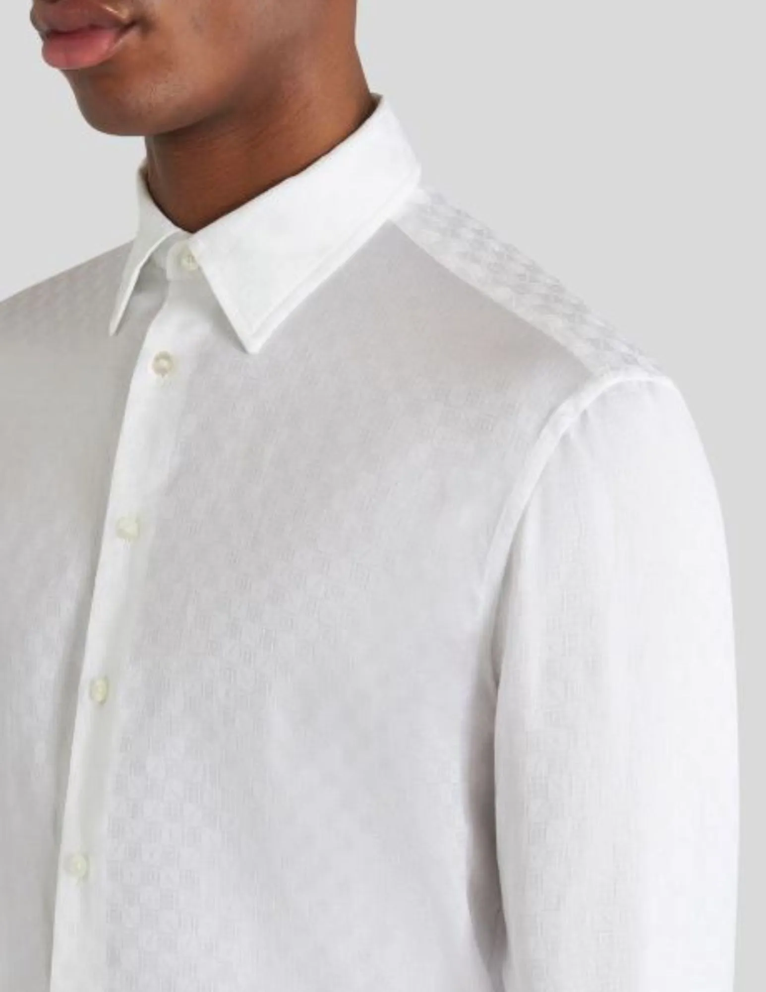 White Cotton Shirt with Tie Print